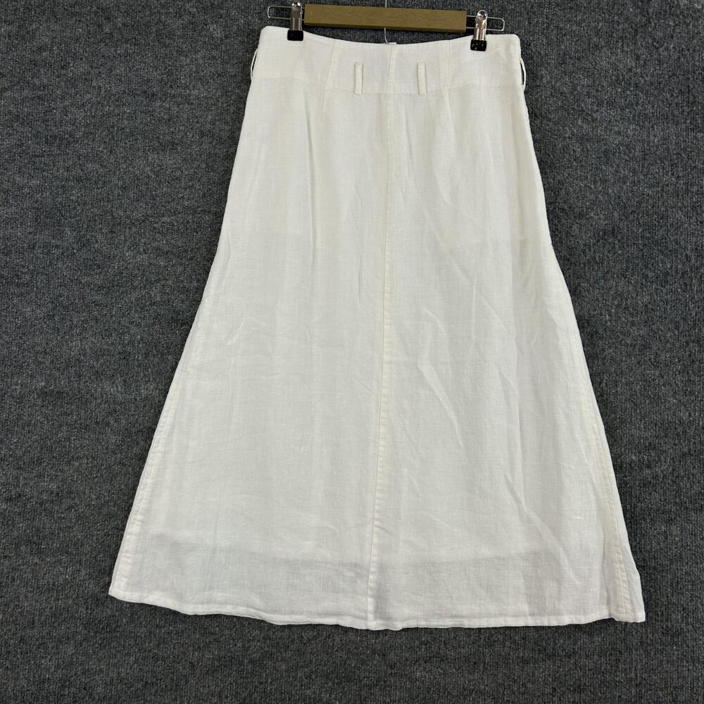 Brochu Walker Skirt Medium Teagan Button Front Linen Midi Summer Resort Preppy - Picture 6 of 12